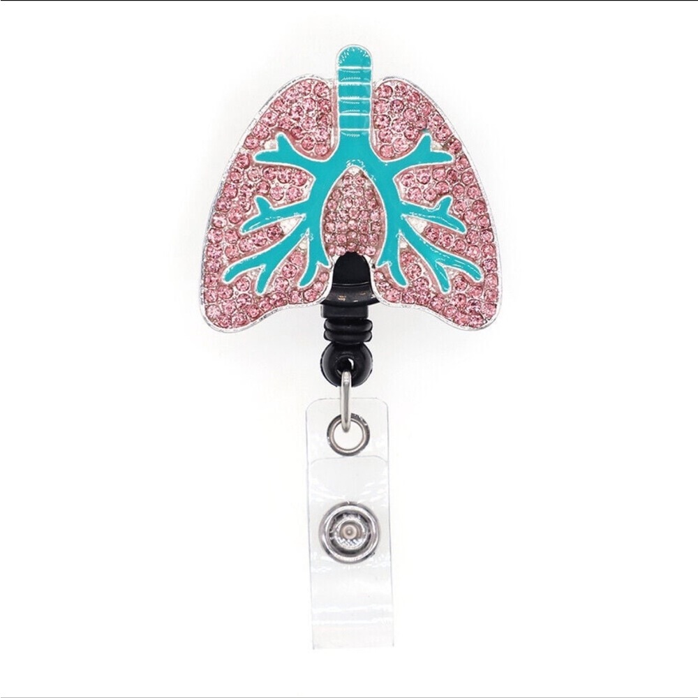 Pink Rhinestone Lungs Badge Reel